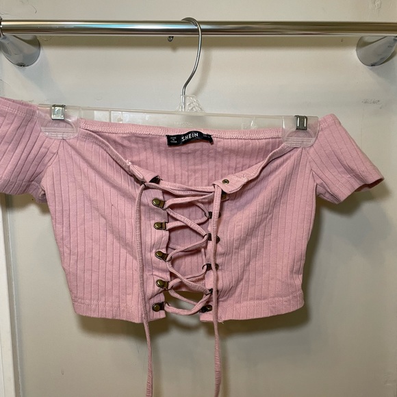 Off shoulder lace up top - Picture 1 of 2